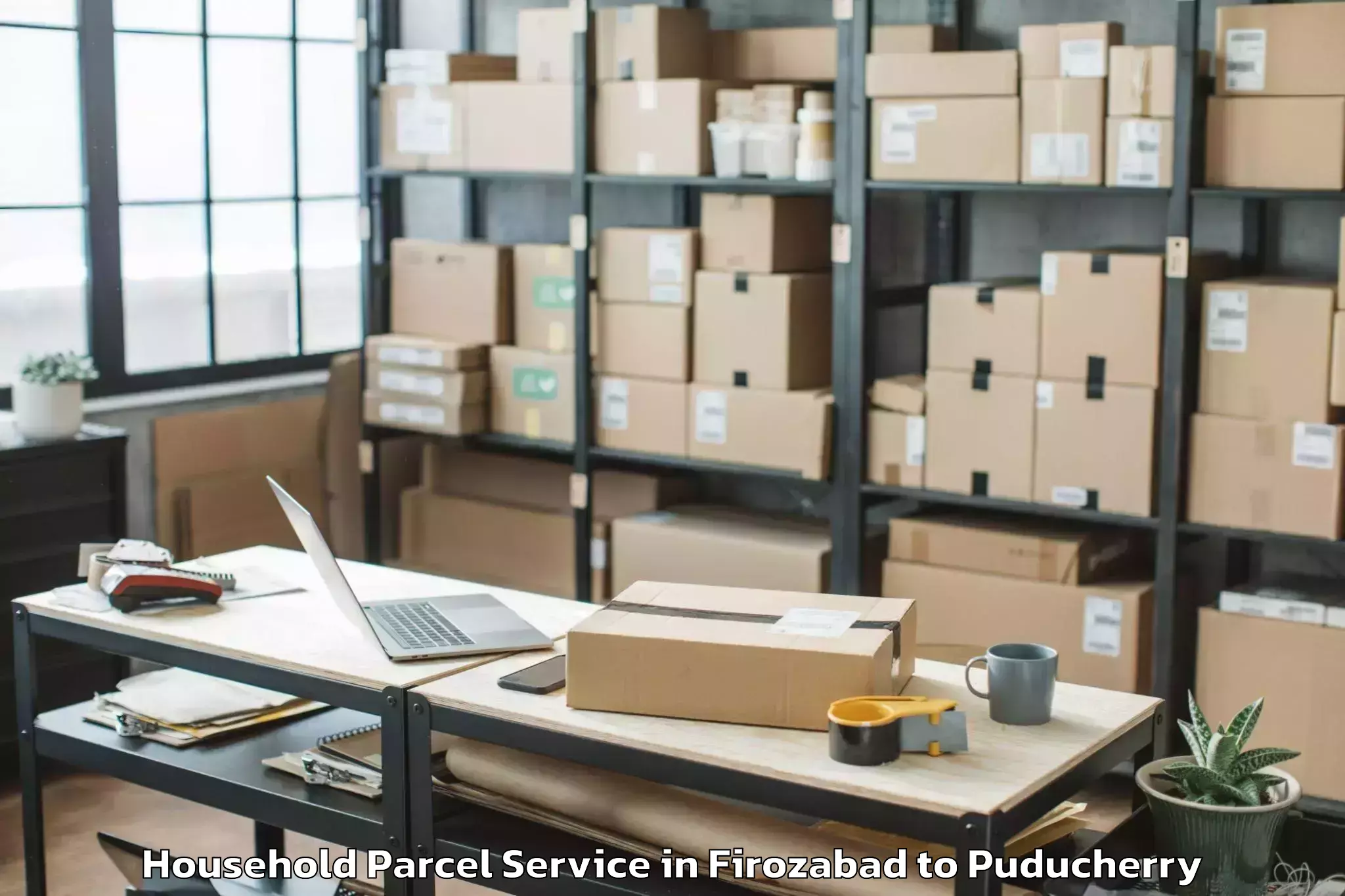 Reliable Firozabad to Pondicherry University Puduche Household Parcel